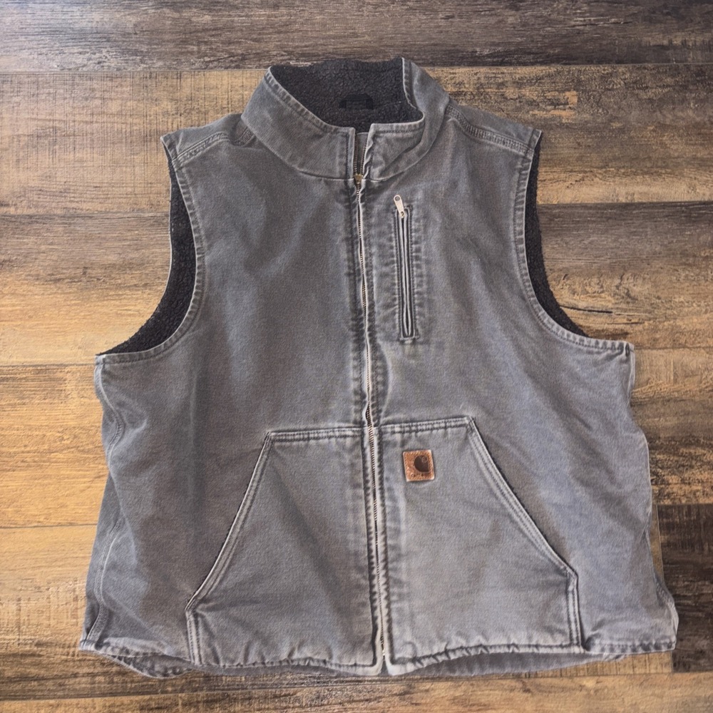 Carhartt Vest Mens XL Sandstone Sherpa-Lined "Gravel" V33 GVL FLAW